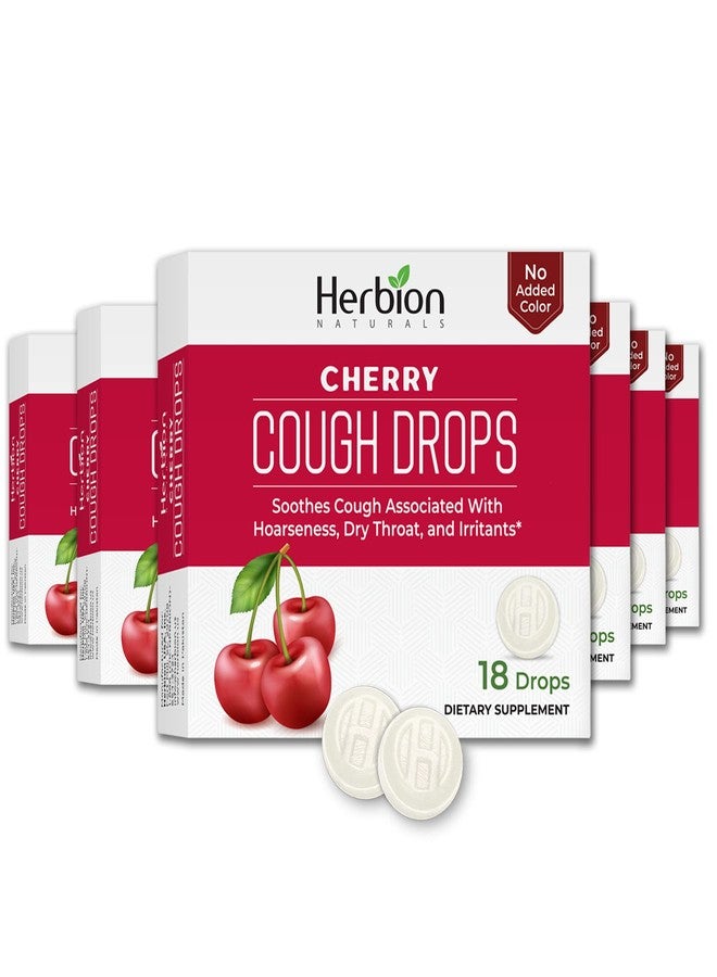 HERBION Naturals Cough Drops, Dietary Supplement, Soothes Cough, for Adults and Children Over 6 Years, No Artificial Flavor, No Added Color, 108 Count, Cherry, Pack of 6 - Image 1